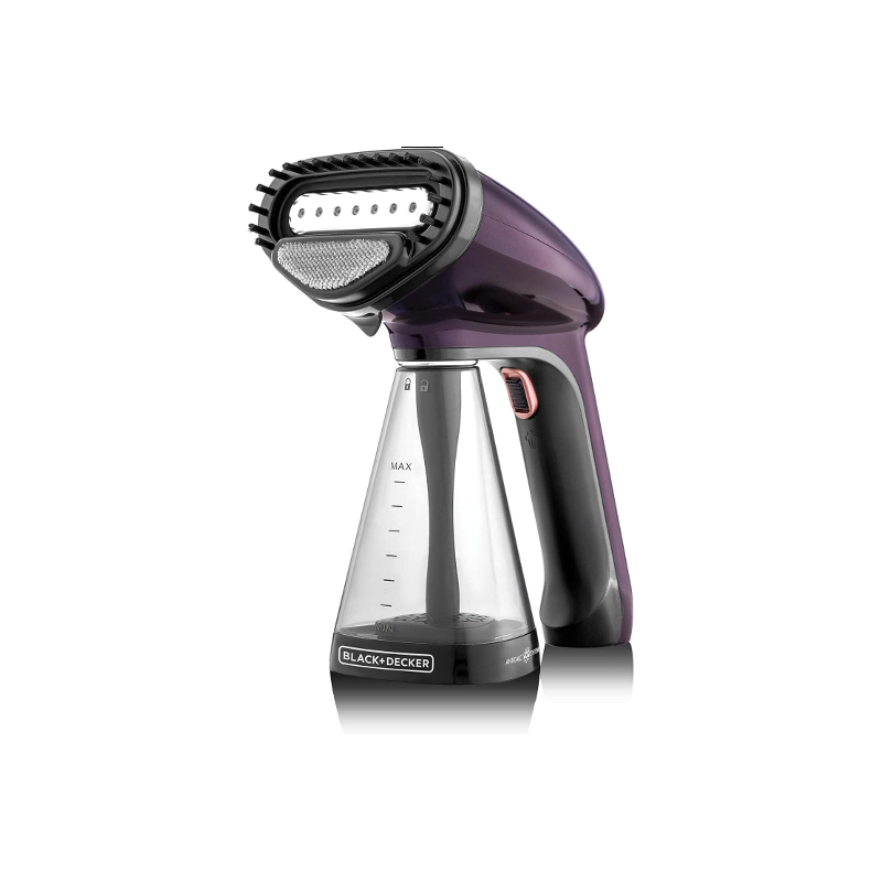 BLACK+DECKER Portable Garment Steamer With Universal Bottle Adaptor 1500W Dark Purple HST1500-B5 2 Years Warranty