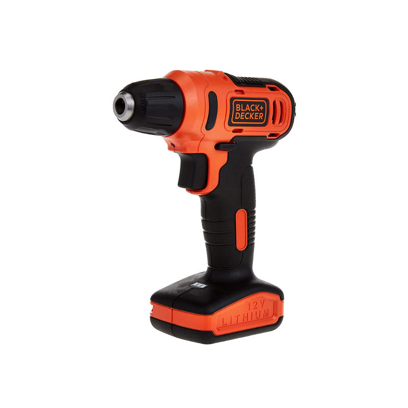 Black+Decker 12V 1.5Ah 900 RPM Cordless Drill Driver with 13 Pieces Bits in Kitbox For Drilling and Fastening, Orange/Black - LD12SP-B5, 2 Years Warranty