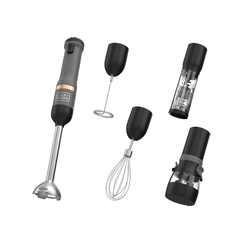 Black & Decker Kitchen Wand includes 7.2V power unit blender 700ml measuring cup charging base with magnetic cable whisk milk frother spice grinder wine opener and can opener2 Years Warranty