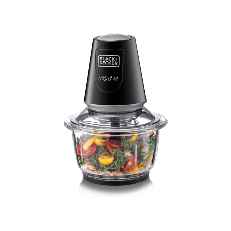 BLACK+DECKER 400W 1.2L Vertical Glass Chopper/Mincer XXL Glass Bowl Capacity With Removable Four Blade System Helps, Chop/Crush Ice/Mince/Grind/Puree...